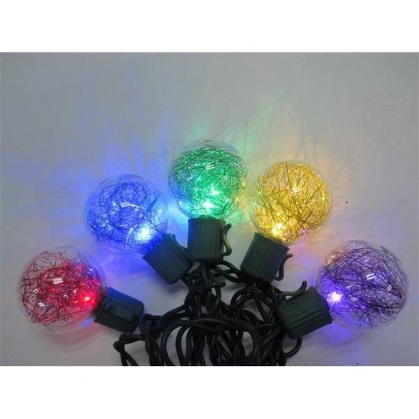 Winterland Winterland S-10G40TN5M-12G G40 Tinsel; 10 Multi-Colored Lights; 5 mm. LED Green Wire Stackable Plug S-10G40TN5M-12G